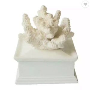 Resin White Coral lidded trinket box, jewelry box, tabletop decor